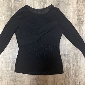Haute Monde Black Long Sleeve Top with Knot Detail